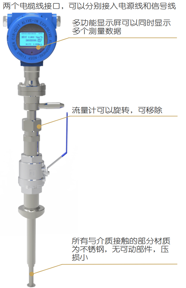 插入式熱式氣體質量流量計結構圖